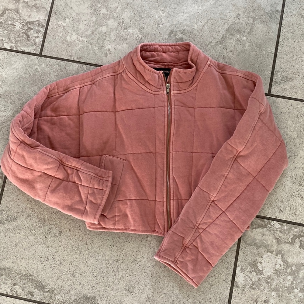 Quilted Bomber Jacket in Dusty Pink
